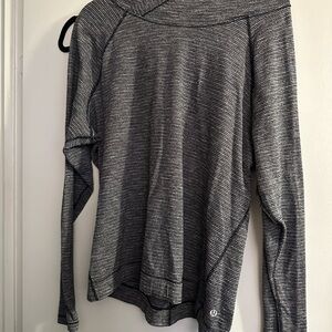 Lululemon Rest Less Hoodie Heathered Grey Long Sleeve Thumbholes Top Fits 10/12